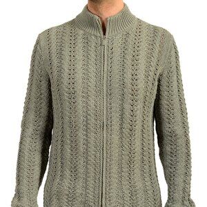 Malo Men's Sage Green Silk Cashmere Full Zip Cardigan Sweater US XL IT 54